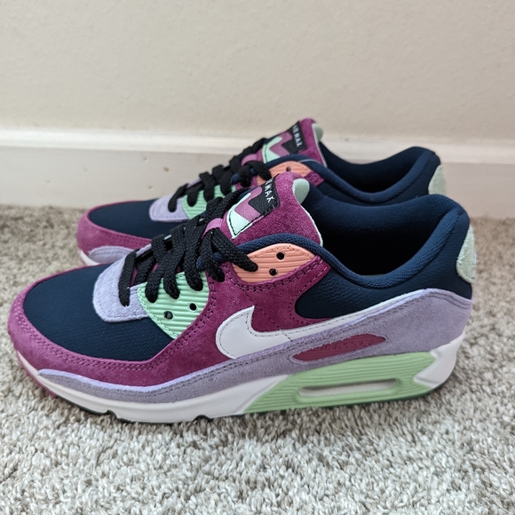 Nike Air Max 90 NRG Shoes Light Bordeaux Armory Navy DM0035-500 Men's - Picture 2 of 8